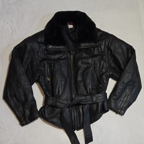 Northern Style Black Leather Jacket - Picture 1 of 4